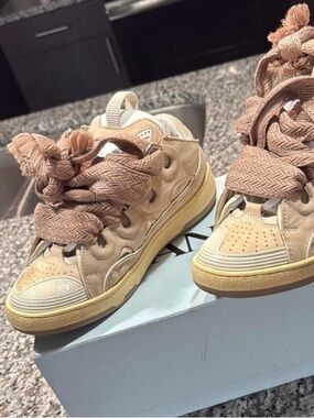 Lanvin Beige/Tan Chunky Lace Sneakers